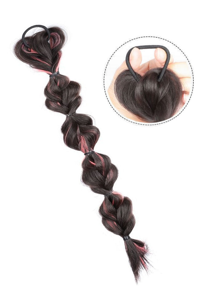 14&quot; Pink Pigtails Braided Hair Ponytail Extension