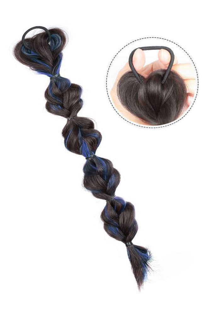 14&quot; Blue Pigtails Braided Hair Ponytail Extension