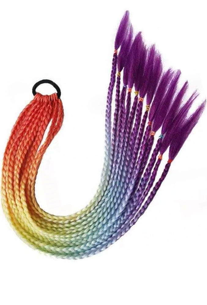 25&quot; Rainbow Passion Twist Braided Hair Ponytail Extension