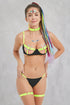 Neon Green / Black Cupless Shelf Bra Bikini Set