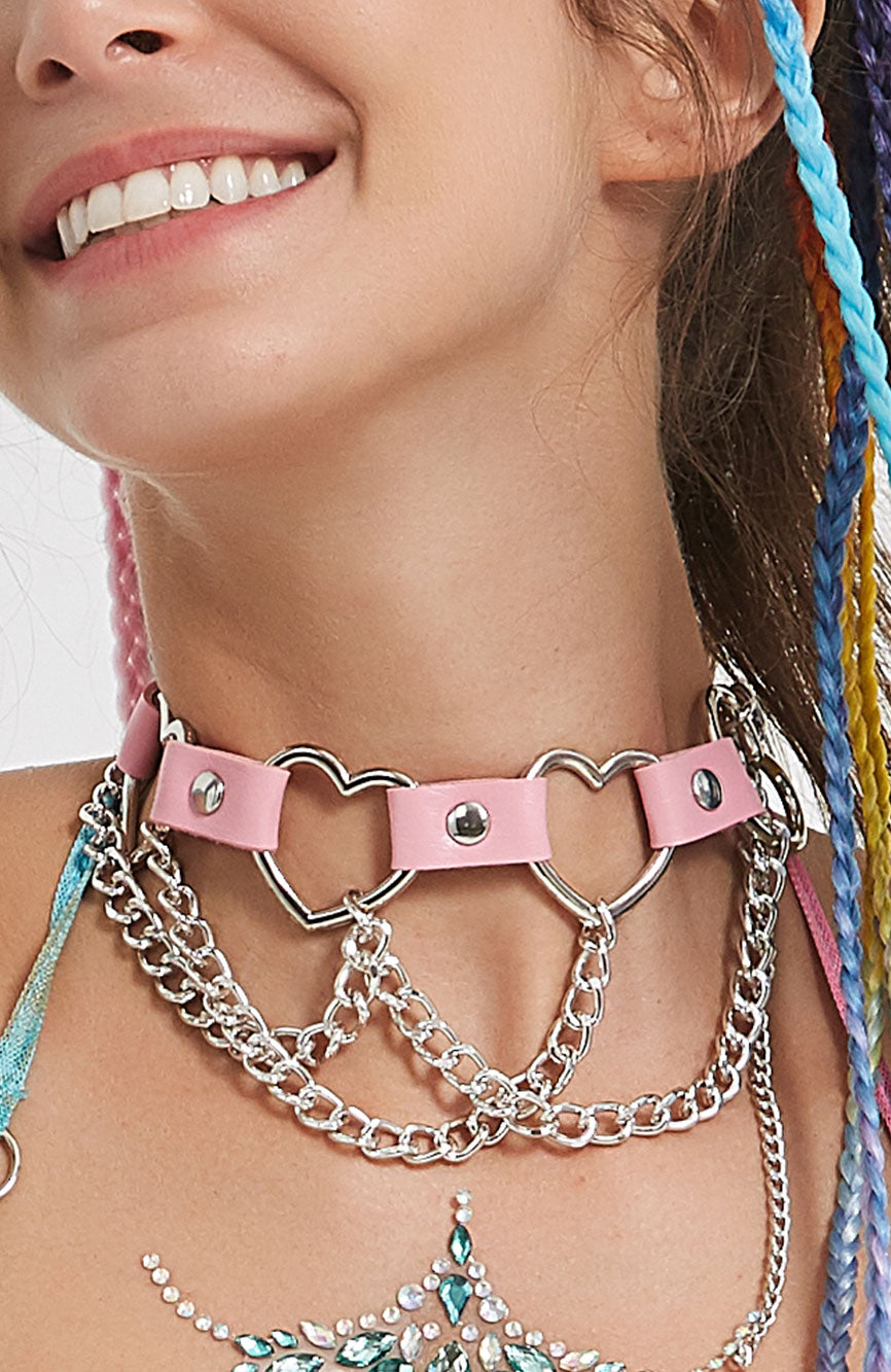 Heart Shape Beauty Chain &amp; Leather Choker