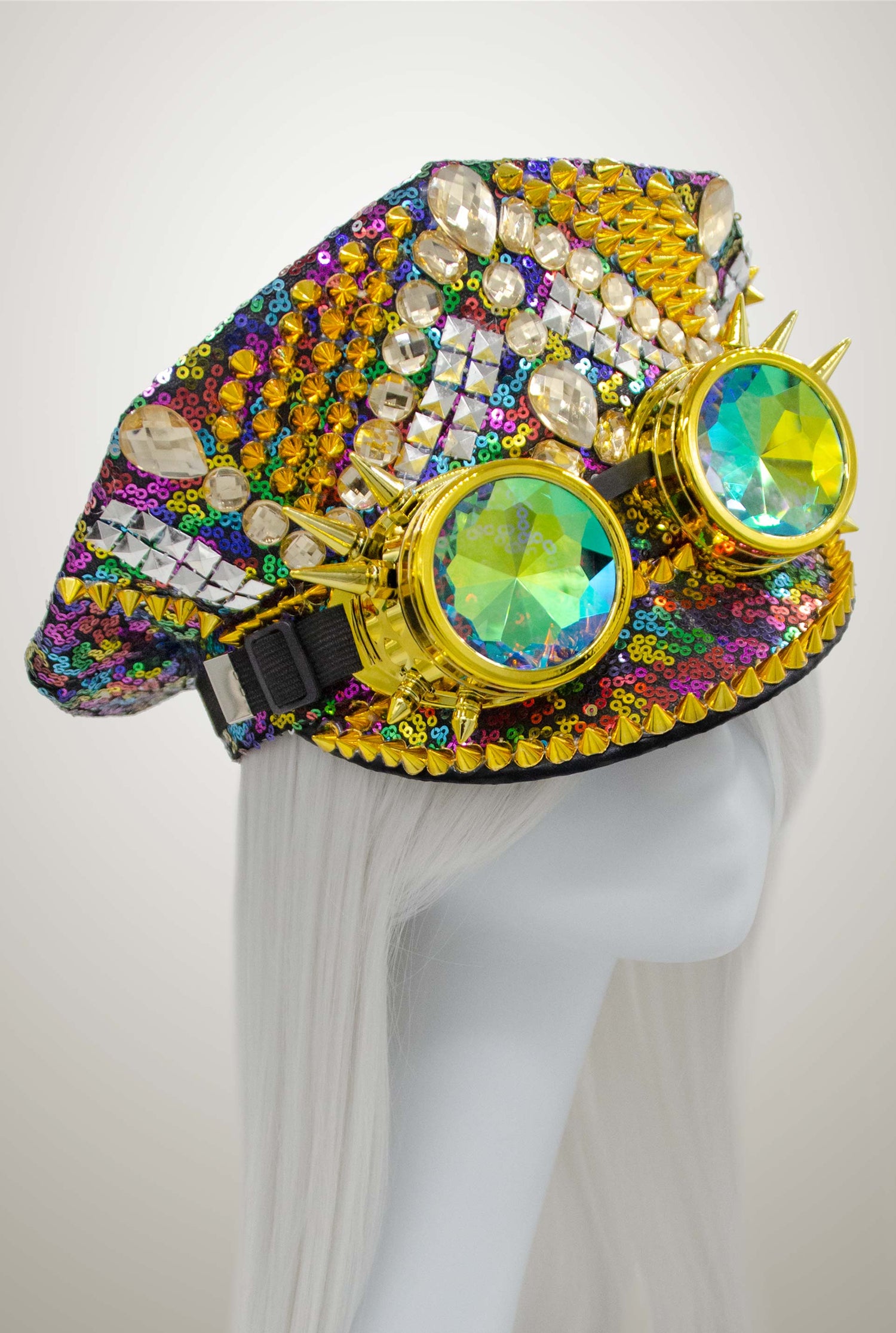 Goggle Rhinestone Captain Hat