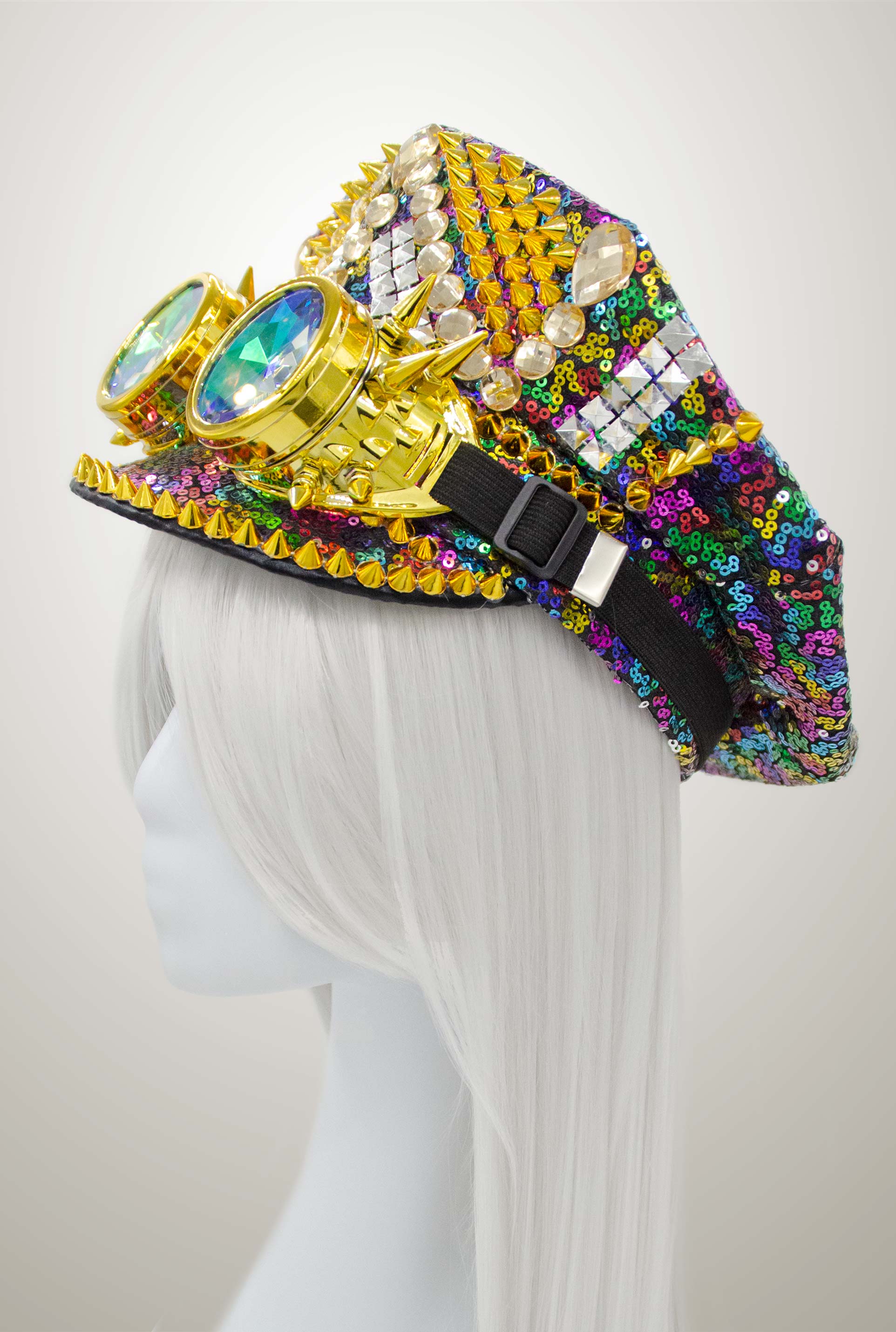 Goggle Rhinestone Captain Hat