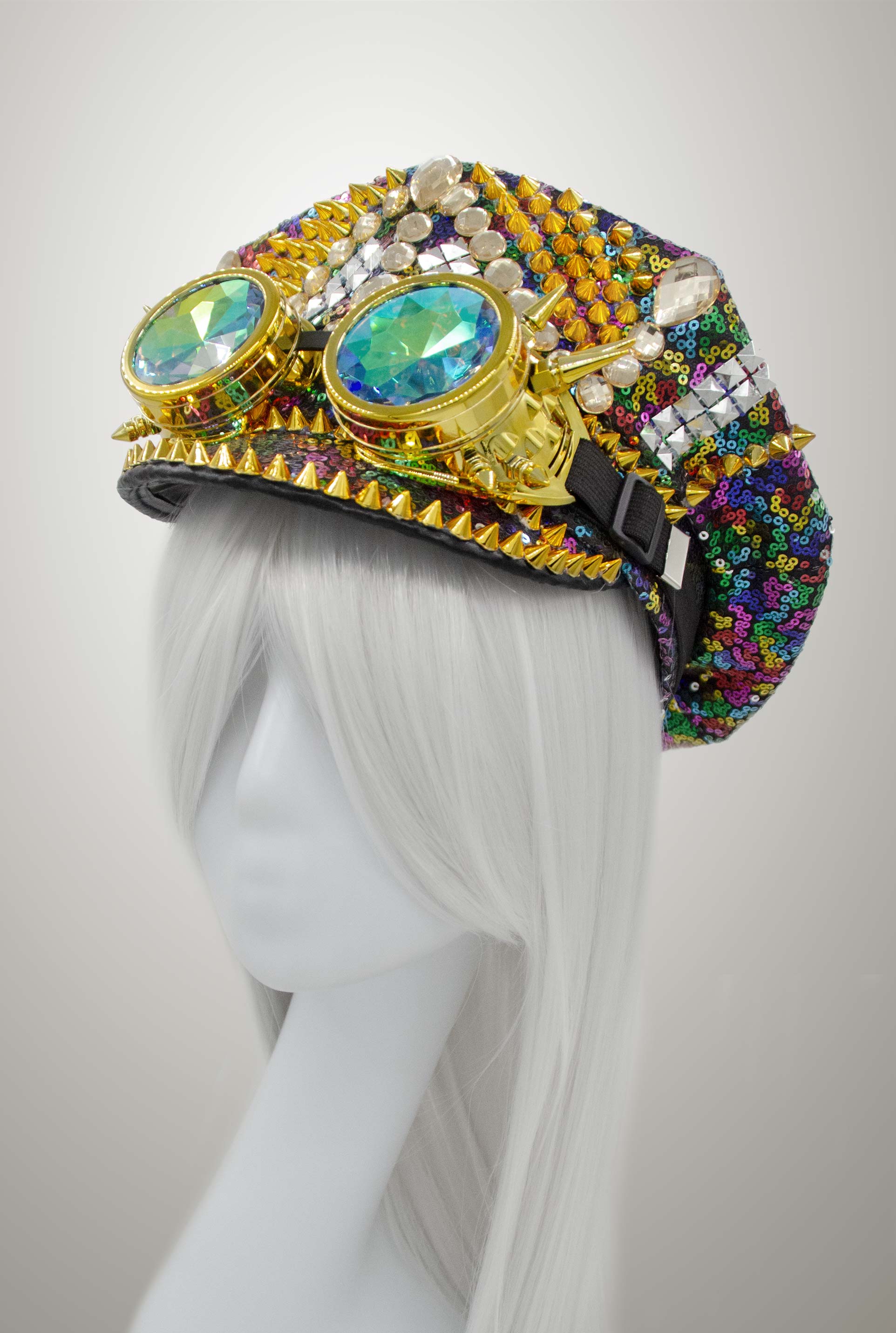 Goggle Rhinestone Captain Hat