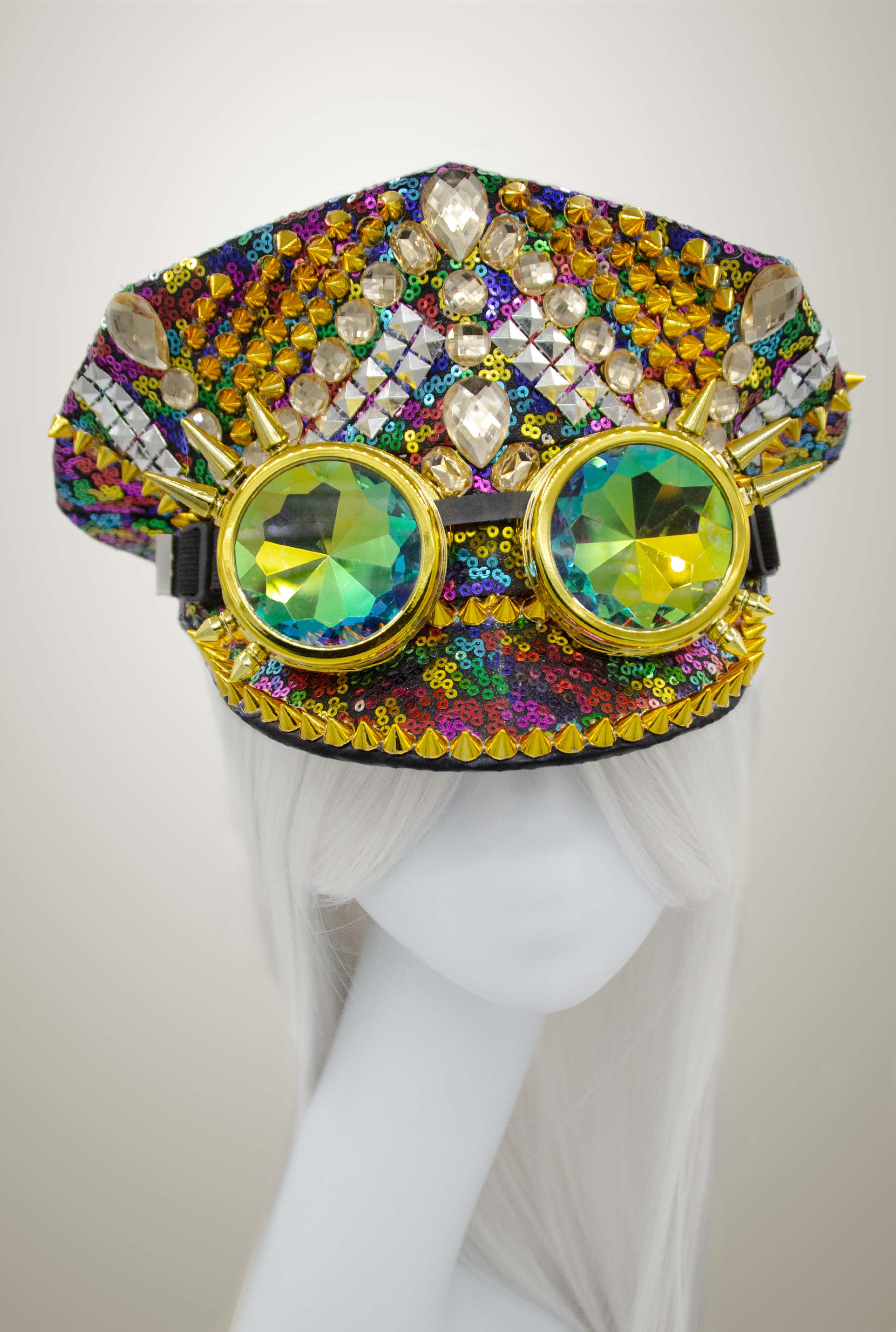 Goggle Rhinestone Captain Hat