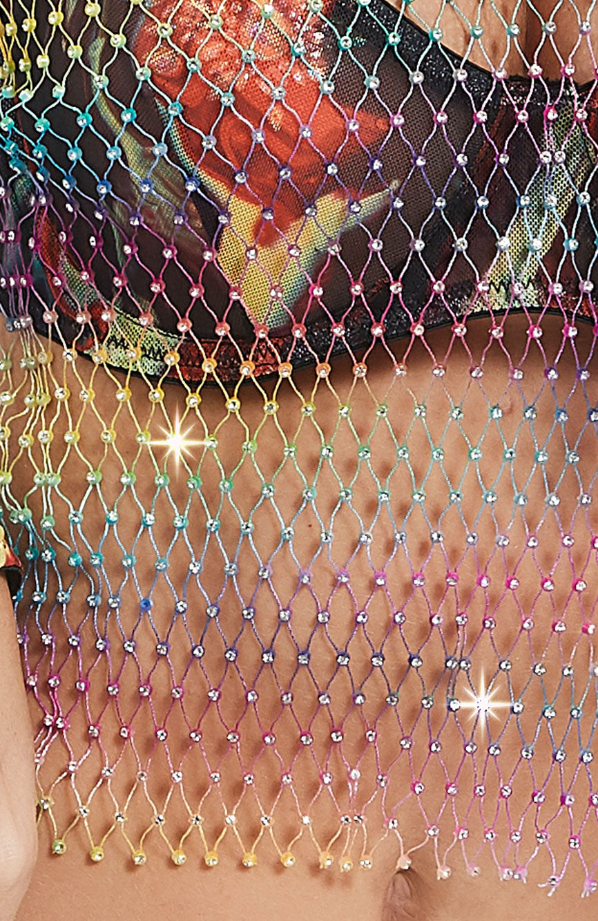 Rainbow Mesh Enigma Diamond Crop Top