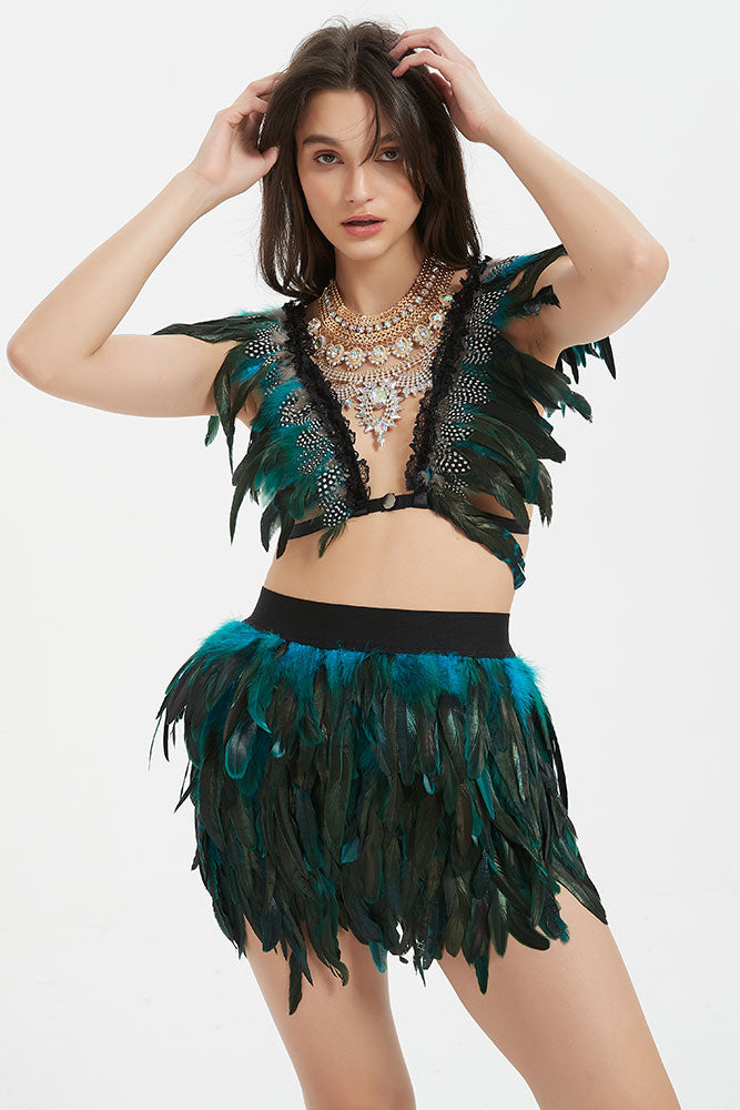 Boho Blue Feathers Set