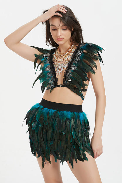 Boho Blue Feathers Set