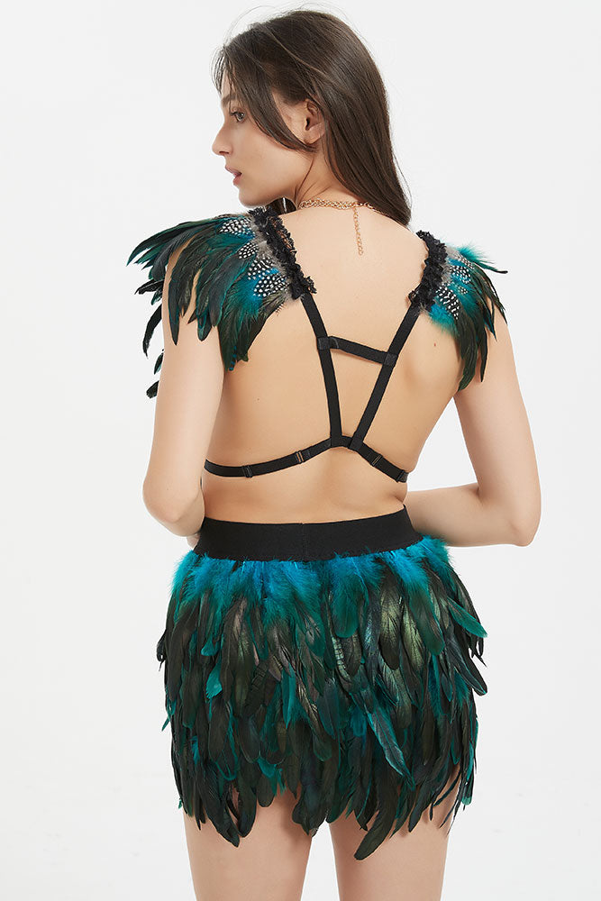 Boho Blue Feathers Set