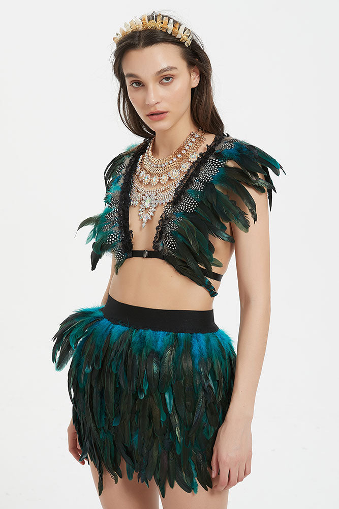 Boho Blue Feathers Set