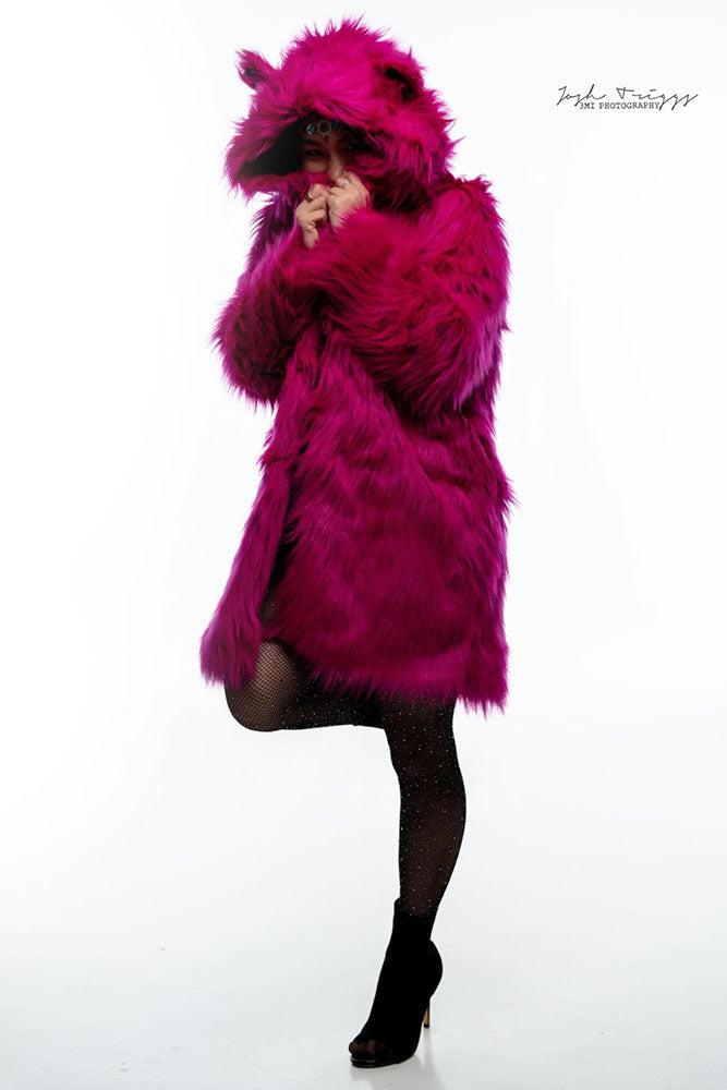 Bear Ear Hood Winter Long Furry Coat