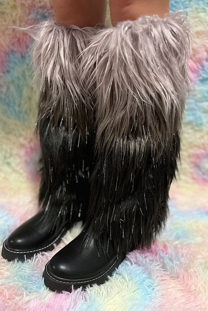 Rainbow Faux Fur Fuzzy Leg Warmer