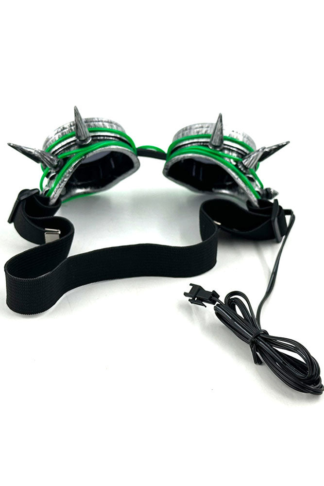 Spiked Steampunk Luminescence Goggles - Green