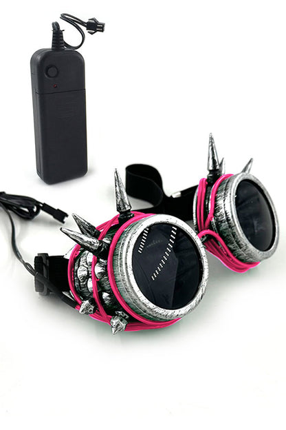 Spiked Steampunk Luminescence Goggles - Pink