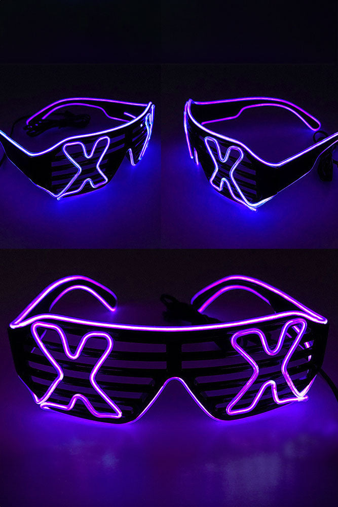 LED Light Up X Glasses - Purple