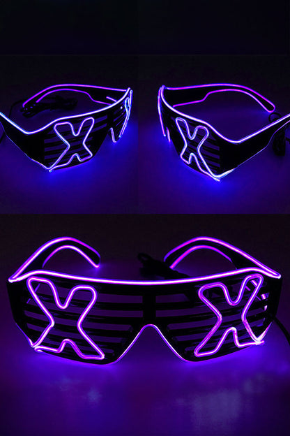 LED Light Up X Glasses - Purple