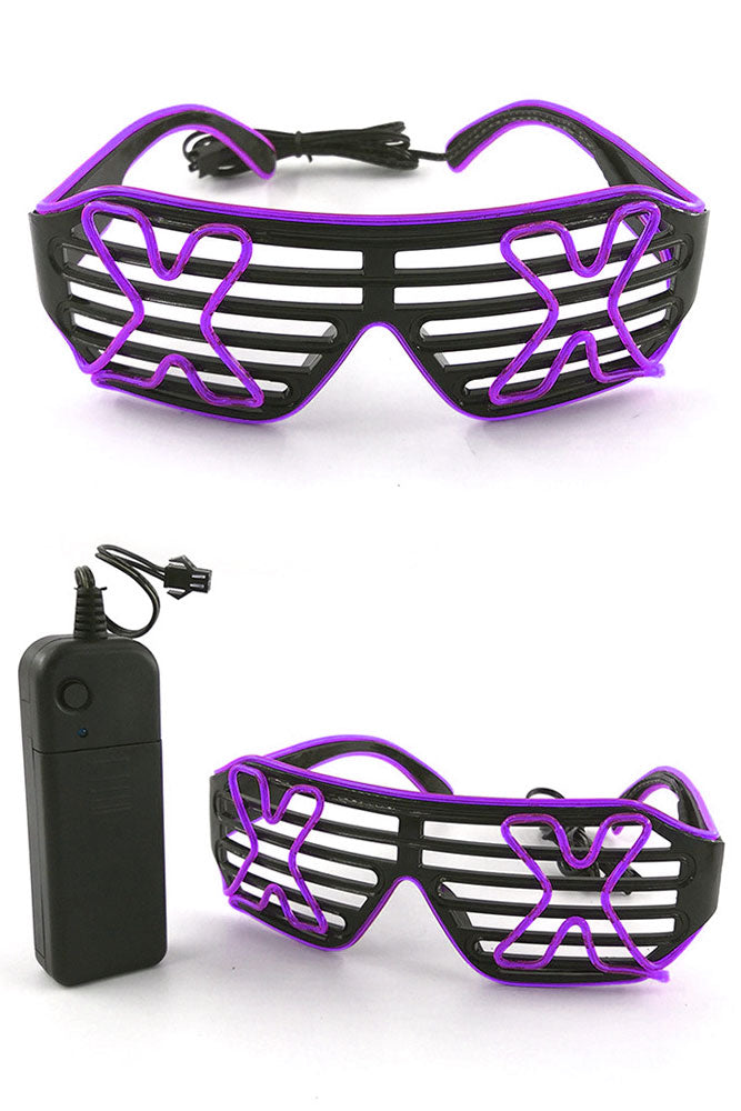 LED Light Up X Glasses - Purple