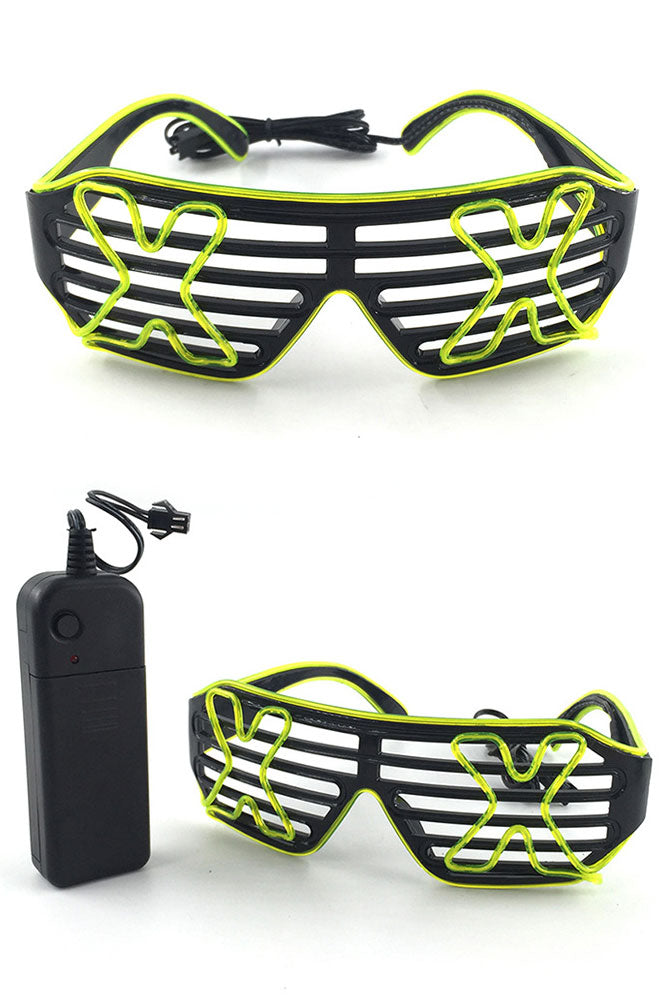 LED Light Up X Glasses - Yellow