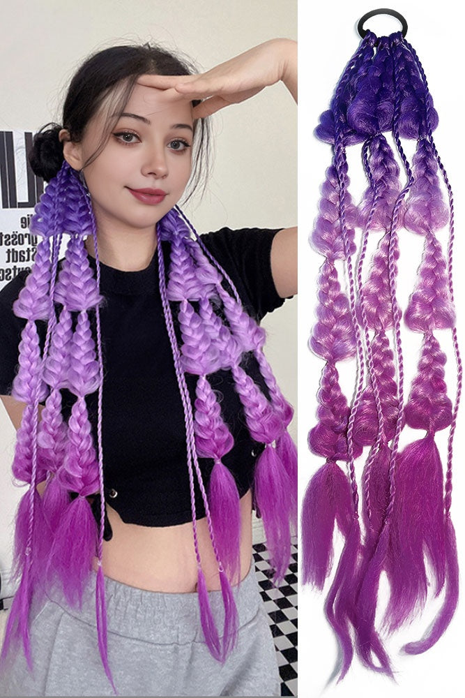 22&quot; Purple Pepper Hand Braided Hair Ponytail Extension