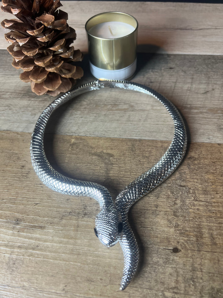 Silver Snake Choker Necklace