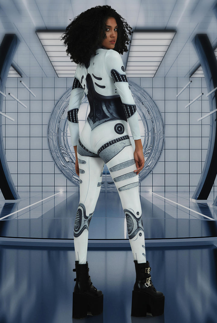 Cyber White Robot Bodysuit