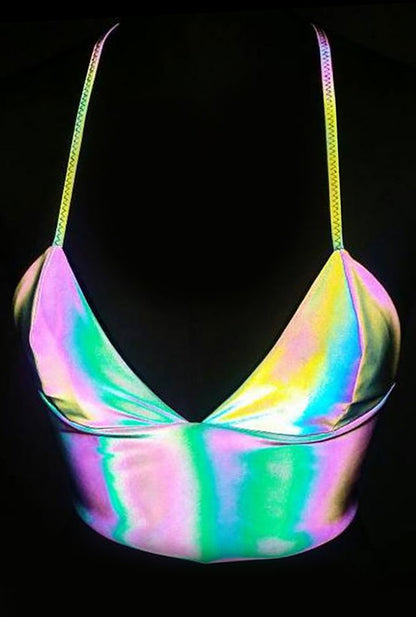 Rainbow Reflective Crop Cami Top