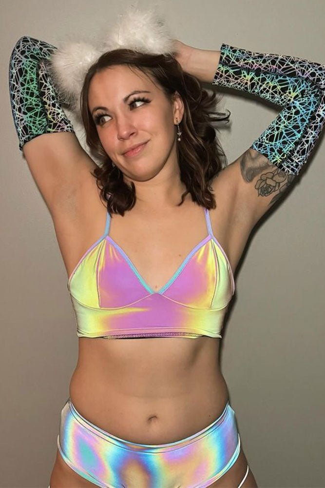 Rainbow Reflective Crop Cami Top