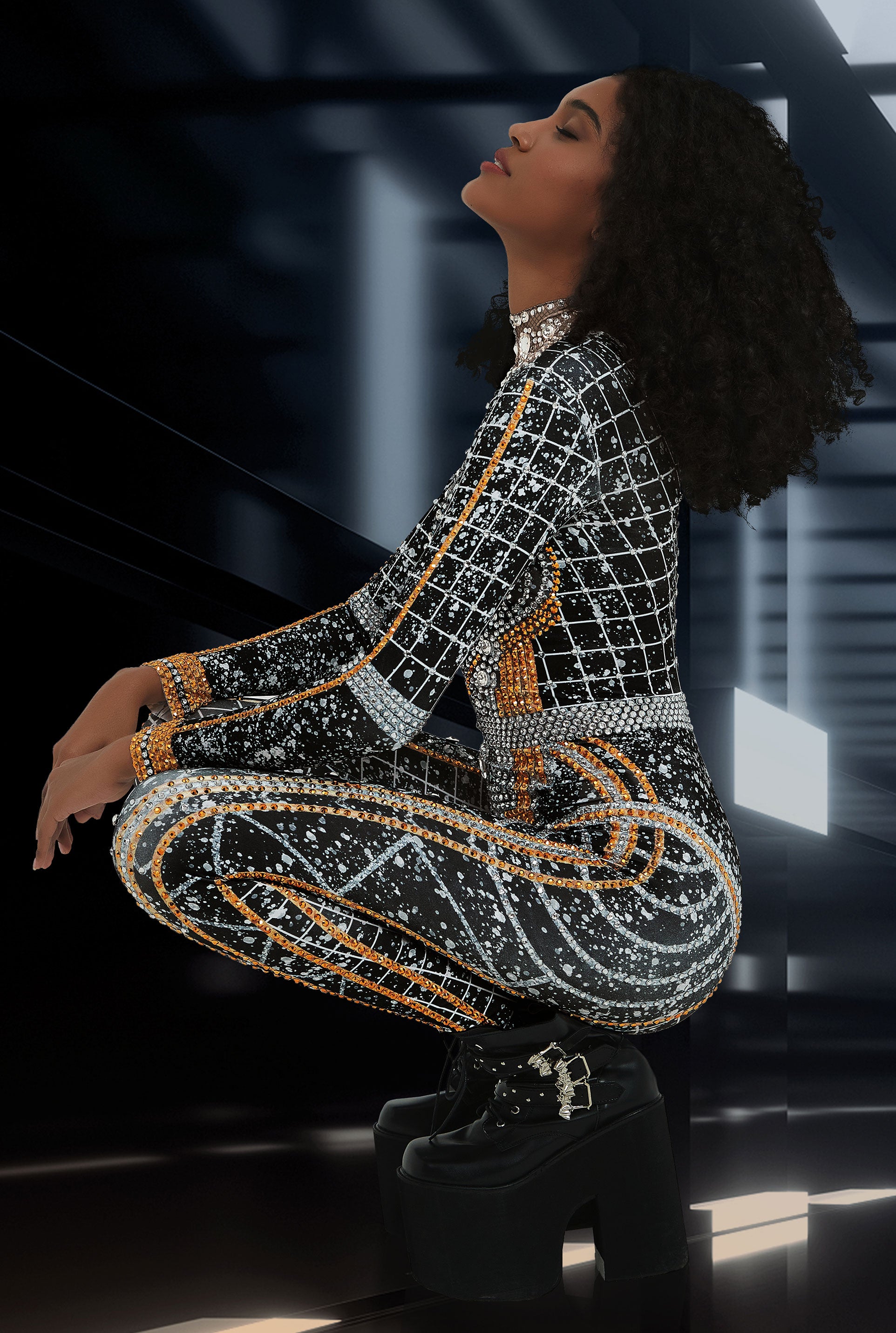 Rhinestone Festival Catsuit