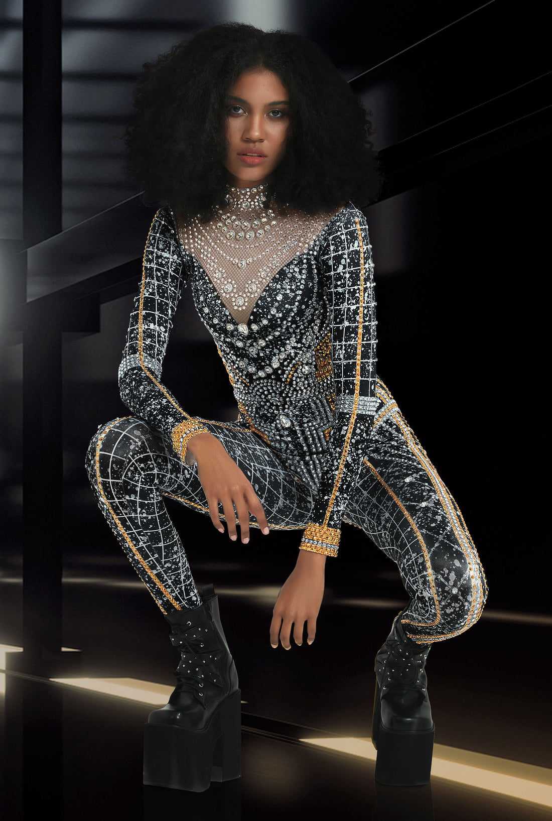 Rhinestone Festival Catsuit Nblash Bodysuit