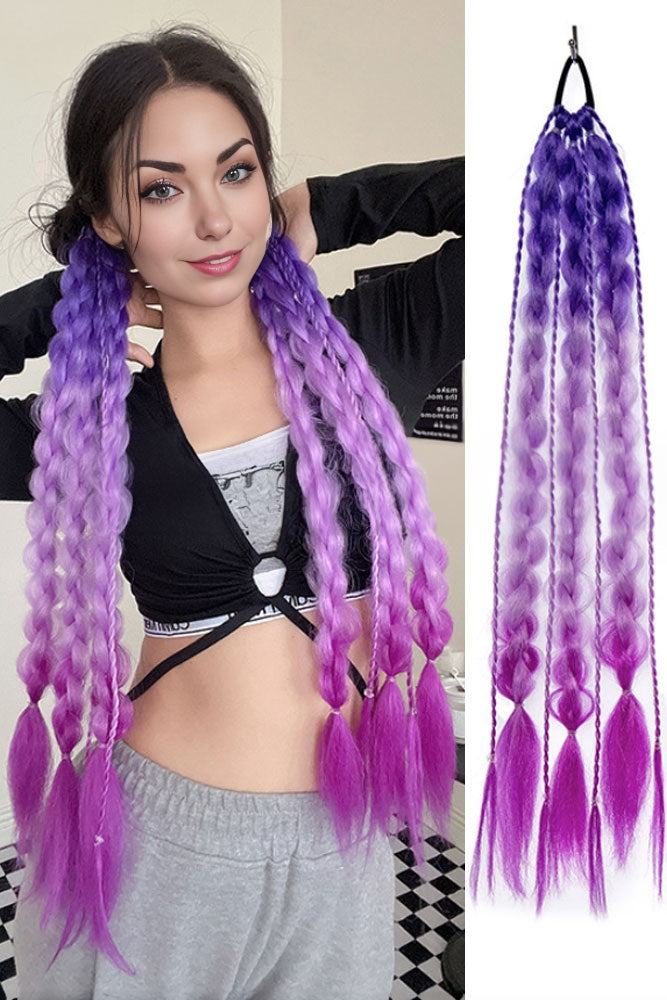 22&quot; Purple Hand Braided Hair Ponytail Extension