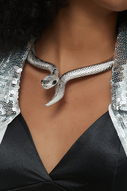 Silver Snake Choker Necklace