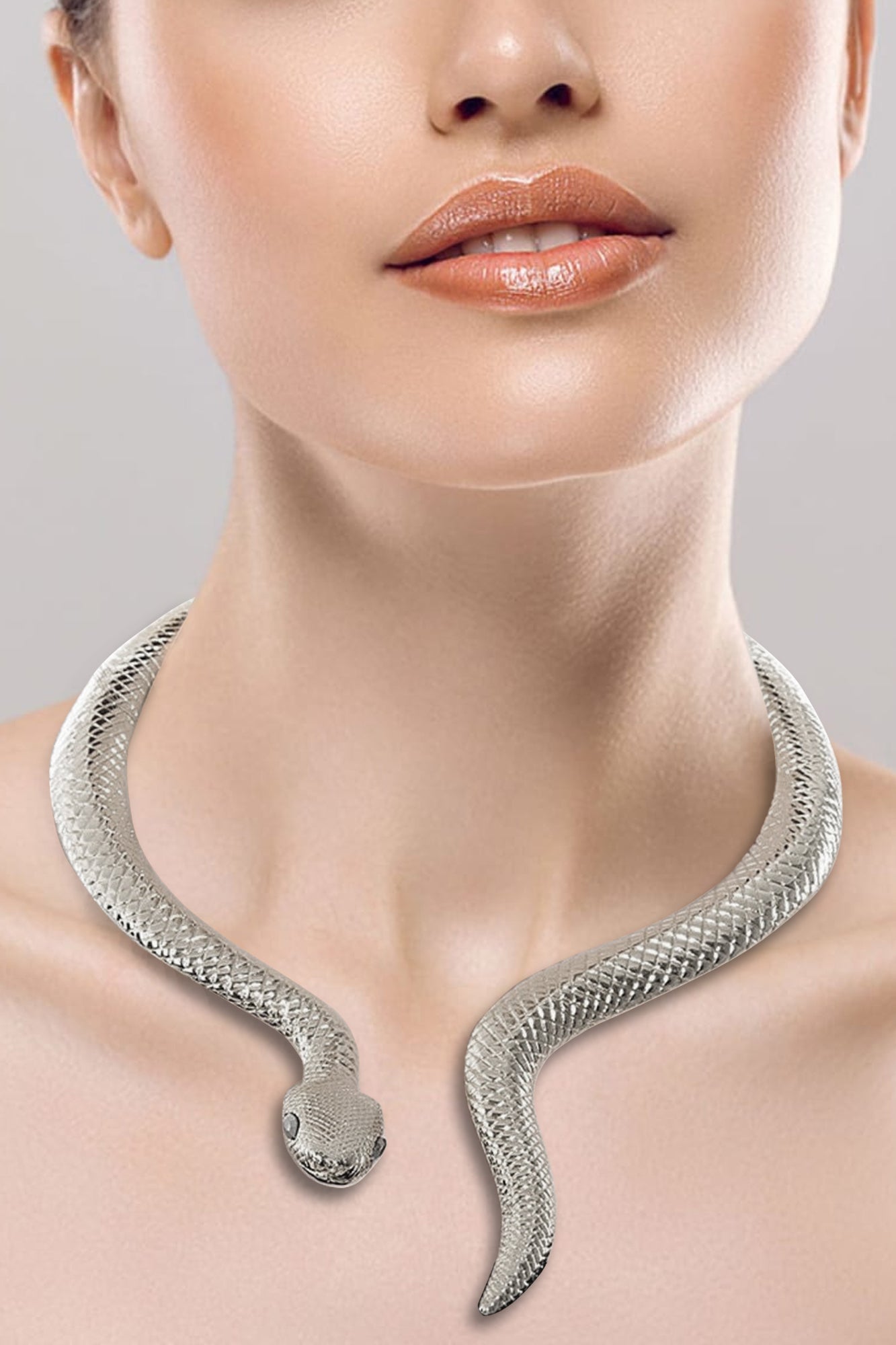 Silver Snake Choker Necklace