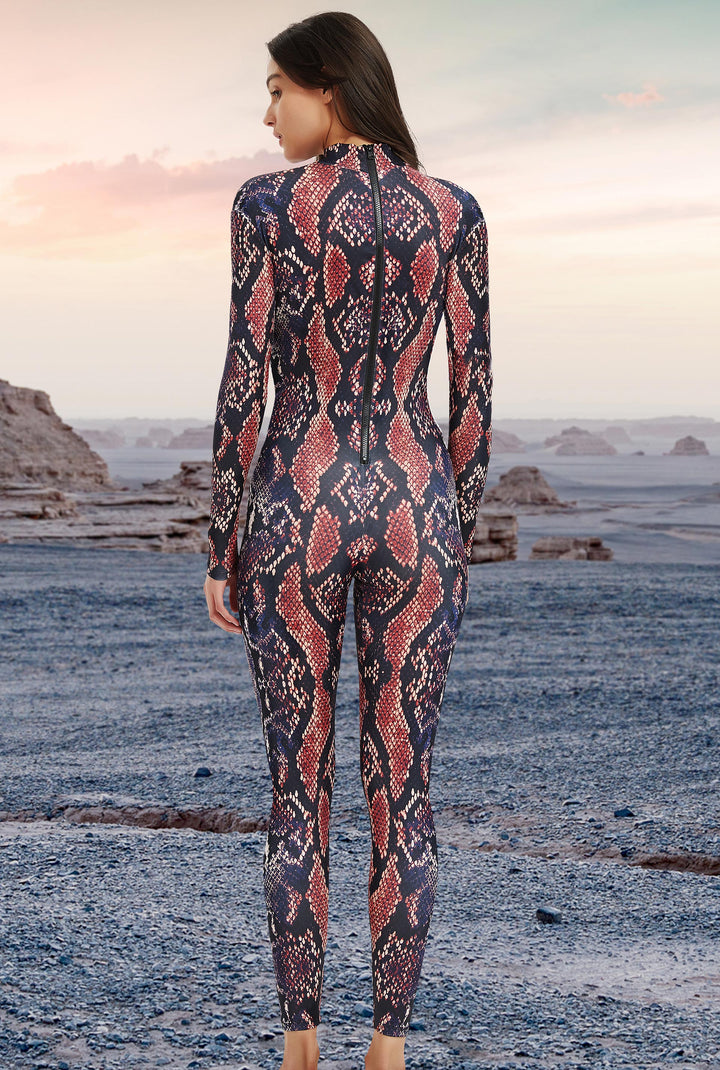 Red Snake Print Skin Bodysuit