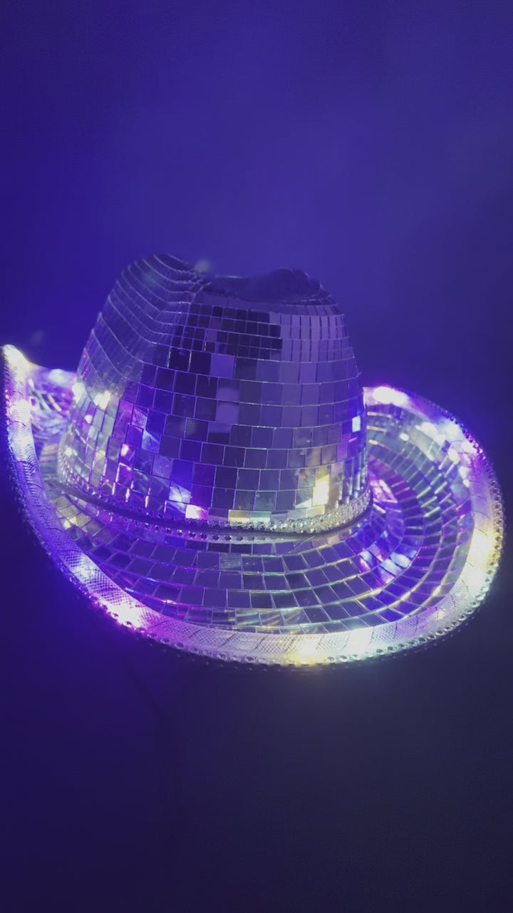 3 Mode LED light Disco Ball Cowboy Hat