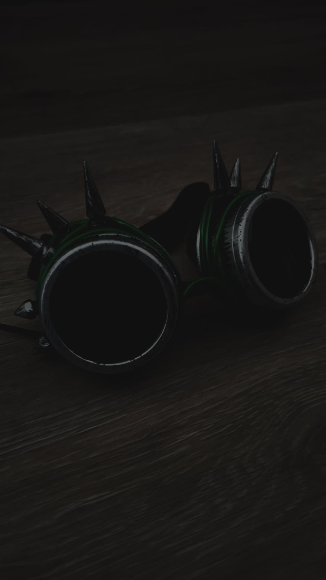 Spiked Steampunk Luminescence Goggles - Green